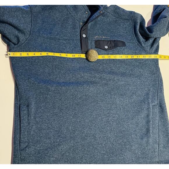 EDDIE BAUER Blue Quarter Snap Sweater Sz Tall Large Pullover Sweatshirt hiking - Picture 5 of 7
